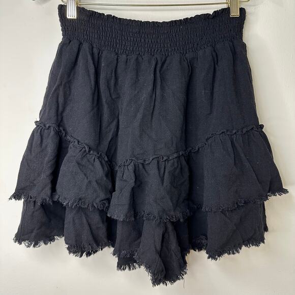 Md NWT White Birch Kyle Tiered Skort Black Linen Cotton Blend Cottagecore Boho - Picture 1 of 7